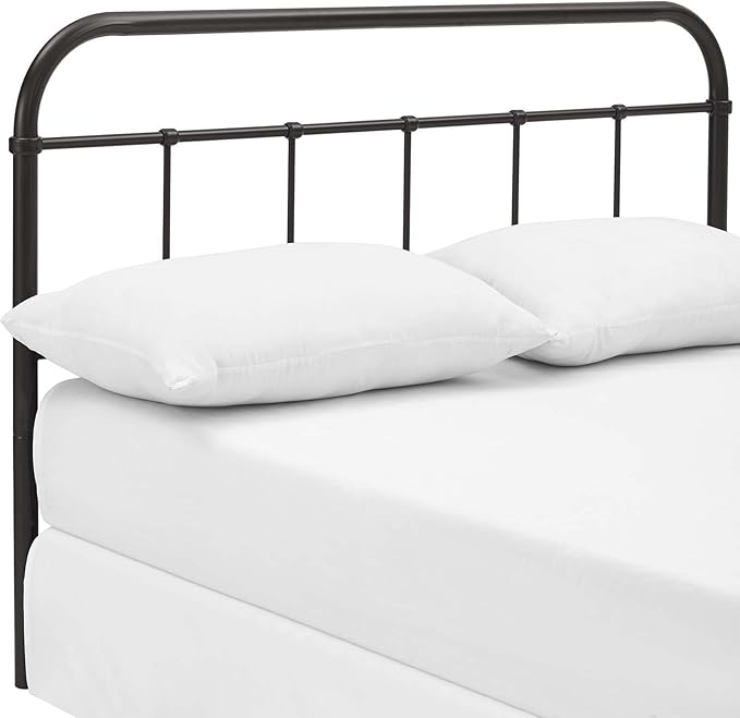 Modway Serena Rustic Farmhouse Style Steel Metal Queen Headboard Size in Brown,