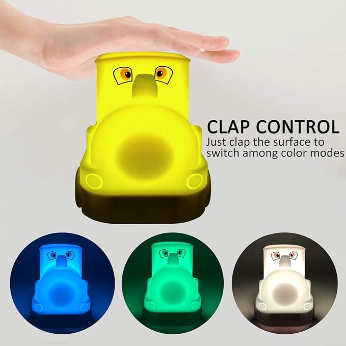 Night Light Kids with Cute Train Design Children's Room LED Bedside Lamp with Changeable RGB Colors Rechargeable Night Light Compatible with Touch Control & Remote Control - Train
