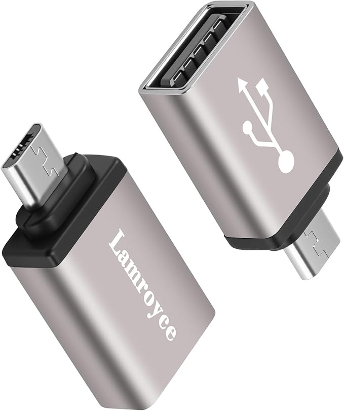 USB to Micro USB Adapter 2 Pack, Micro USB Male to USB 2.0 A Female OTG (On-The-Go) Converter Connector, Aluminum Alloy Shell, Compatible with Samsung Phone S7 S6, LG, Flash Drive, Mouse, Keyboard
