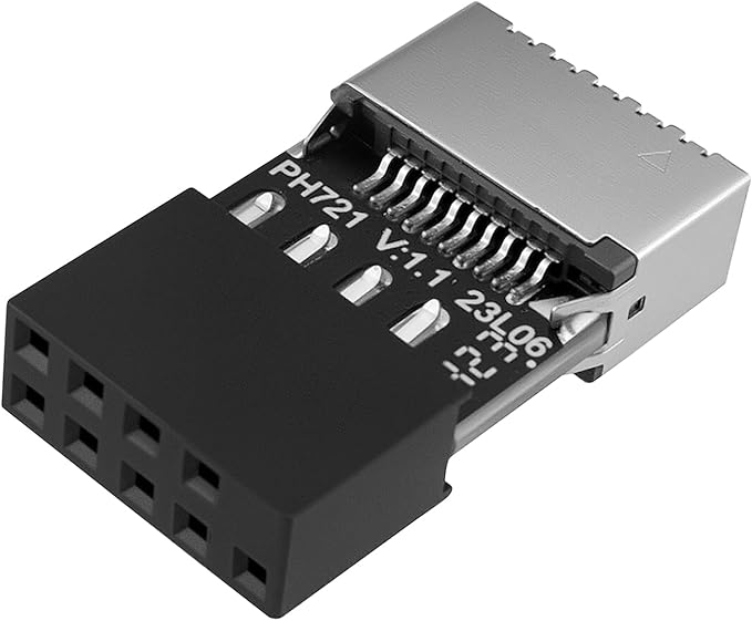 USB 2.0 to USB 3.2 Gen 1 Header Adapter, 9Pin Male to Type-E Key-A Female Mainboard Header Extension Adapter for Extending Type-C Ports on Front Panel of PC