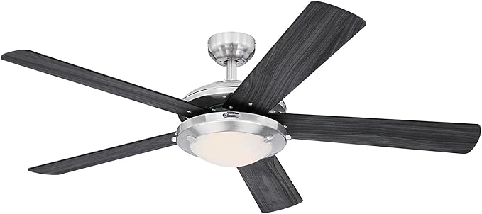 Westinghouse 7305400 Comet LED Ceiling Fan, 52 Inch, Brushed Nickel, Frosted Glass