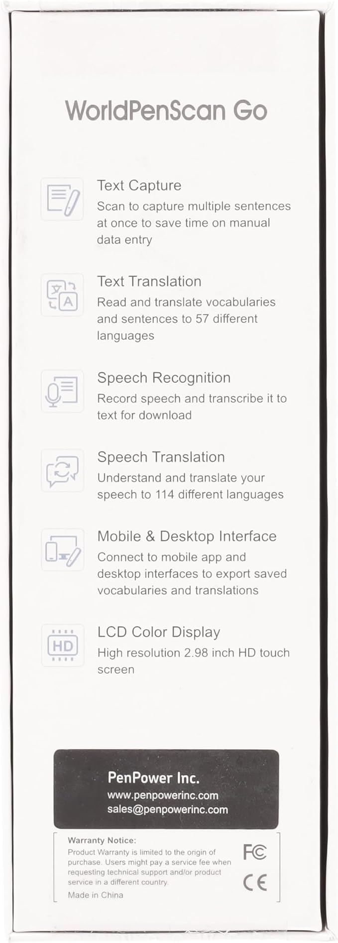 PenPower WorldPenScan Go - Translation Pen with Scanning, Reading, Audio Recording, Live Interpretation, and AI English Learning Platform for Kids & Adults