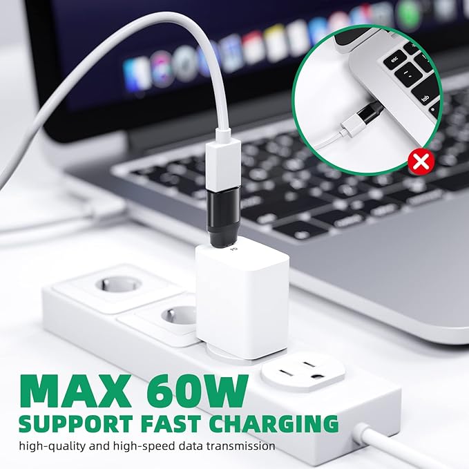 USB C to USB Magnetic Adapter 24Pins USB C Male to USB A Female Adapter 2 Pack with PD 60w Charge 10Gbps USB3.1/USB3.0 for MacBook Pro/Air and More Type C Devices