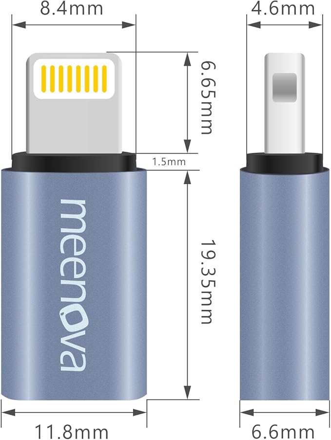 Meenova 2 Pack 30W USB C to Lightning Adapter Type C to 8 Pin Converter, Android to iPhone Adaptor - Compatible with Lightning for iPhone 14 13 12 Pro Max, with Silicone Sleeves, Cable Straps