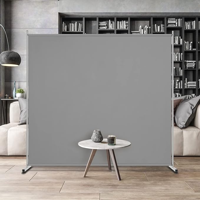 RANTILA Single Large Panel Room Divider, Privacy Screen for Office, Partition Separators, Freestanding Divider 71''W x 69.5''H, Grey