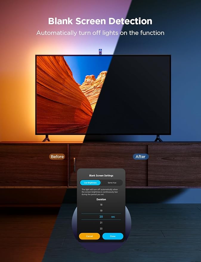 Govee TV Backlight 3 Lite with Fish-Eye Correction Function Sync to 75-85 Inch TVs, 16.4ft RGBICW Wi-Fi LED Strip Lights with Camera, 4 Colors in 1 Lamp Bead, Voice and APP Control, Adapter
