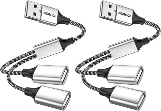 MOGOOD USB Splitter Cable USB y Splitter Adapter Dual USB 2.0 Power Cord Extension for Charging/Data Transfer/Laptop/Mac/Car