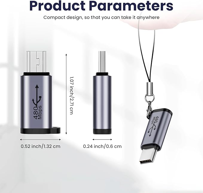 USB C to Mini USB Adapter (2 Pack), Type C Female to Mini USB Male Convert Connector, USB Mini to USB C Adapter Compatible with Digital Cameras, Computer, GPS