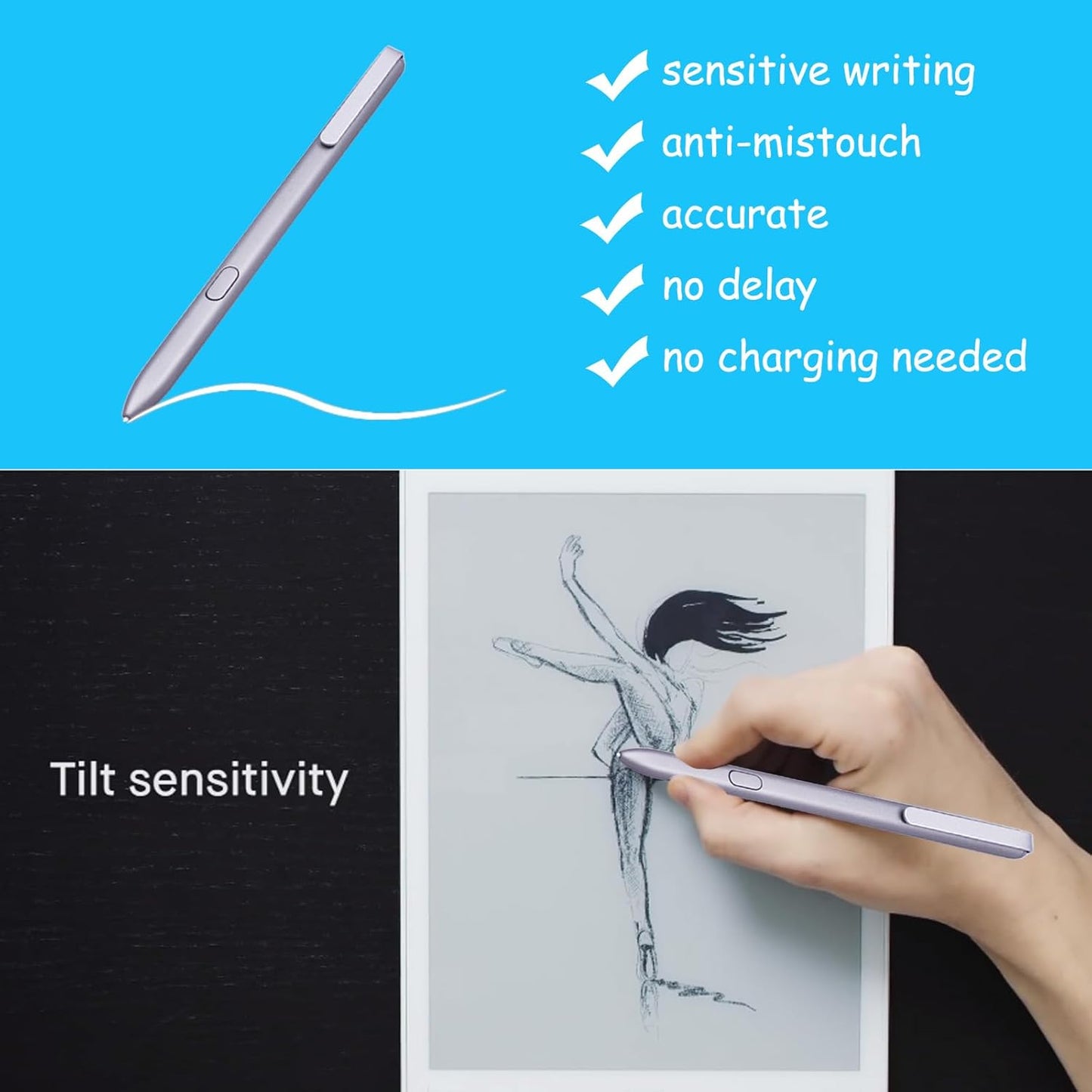 Pen for Remarkable 2 Tablet, Replacement EMR Stylus with Palm Rejection, Compatible with Remarkable 1, 4096 Pressure