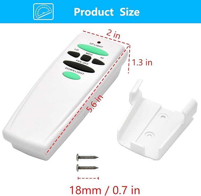 Replacement Remote for Hampton Bay Ceiling Fan Remote Control,with Up Down Light Control Dimmer 3-Speed, for UC7078T CHQ7078T UC7083T CHQ7083T L3H2010FANHD Fan-HD6UDL(Remote Only)