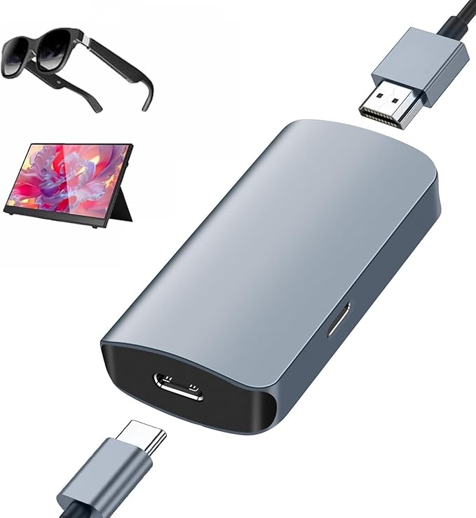 HDMI to USB C Adapter, 4K@60Hz HDMI to Type C Adapter for XREA 0ne/Air 2 Pro/Air 2,Vitue Pro/0ne,RayN0 Air 2s,R0kd AR Glasses, Portable Monitor from PS5/4,B-O-X,Switch,Laptop,PC
