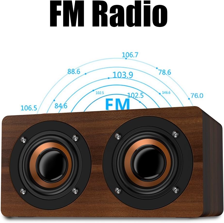 Yoidesu Bluetooth Speakers, Home Party Wireless Speaker with FM Radio, Portable Bluetooth Speaker (Brown)
