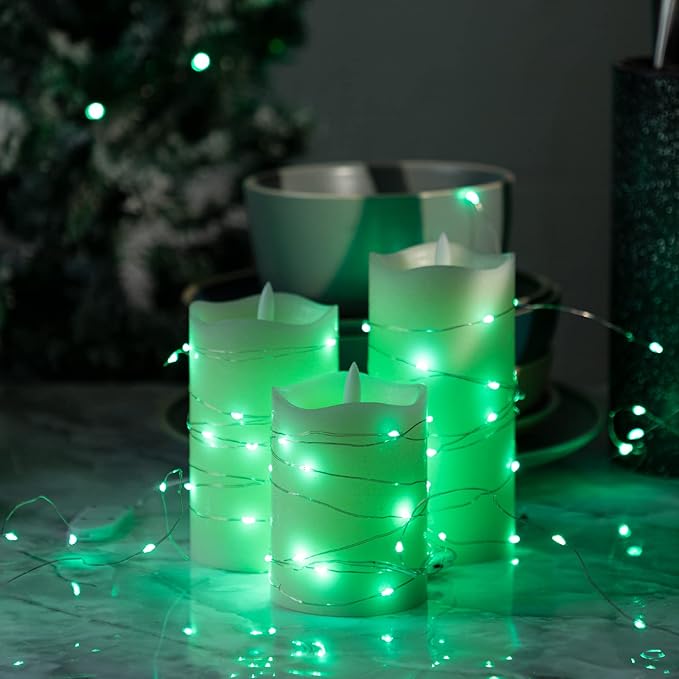12-Pack LED Fairy Lights 7 Feet Battery Powered Waterproof Silver Wire 20 Slim Copper Wire Pastel Lights for DIY Wedding Party Bedroom Patio Easter Christmas (Green)