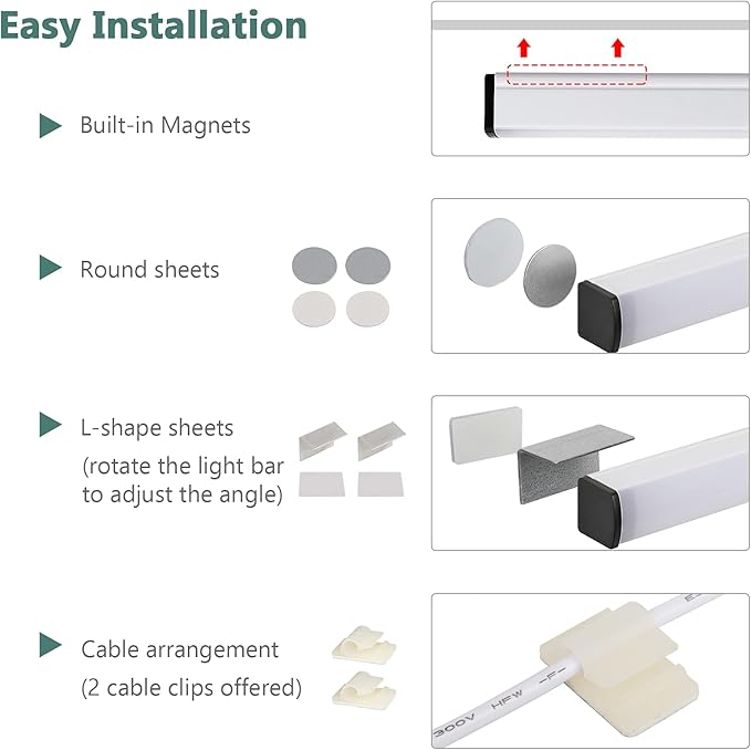ASOKO Plug-in Under Cabinet Lighting - 12 Inch LED Strip Bar, Cool White 6000k USB Cabinet Light, Slim Undercounter Light for Kitchen/Cupboard/Workbench/Shelf/Desk