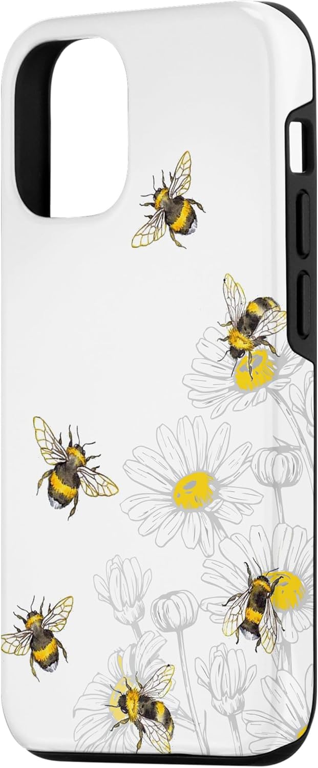 iPhone 15 Bumble Bee - Honey Bees Bee Lover Daisy Flower White Case