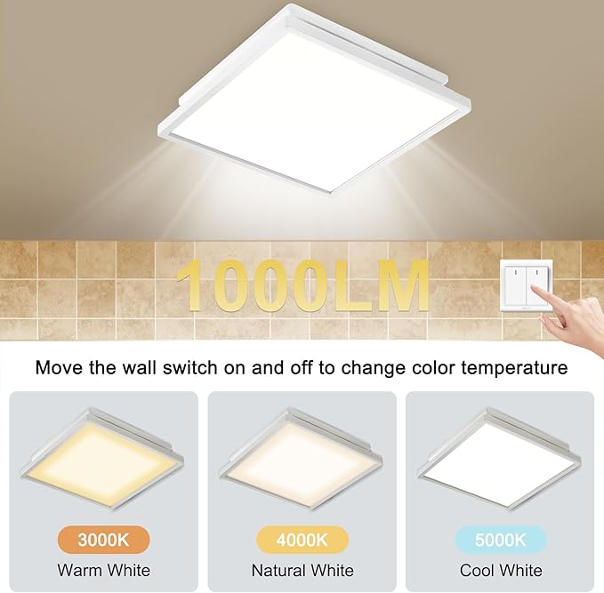 Tech Drive Bathroom Exhaust Fan with Light, 80 CFM, Super Quiet 1.5 Sone Bathroom Fan with Light, 1000lm Dimmable 3CCT LED Light 3000K/4000K/5000K Selectable, Energy Star Ventilation Fan, White