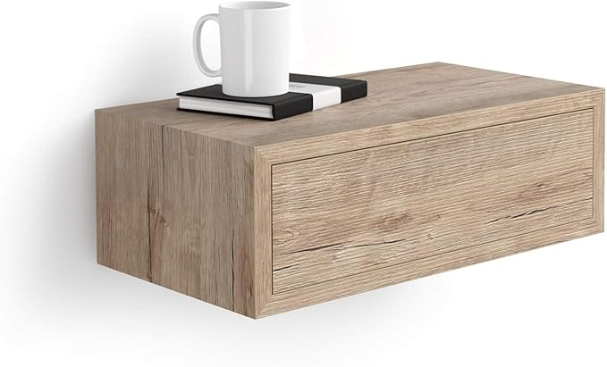 Mobili Fiver, Riccardo Floating nightstand, Oak, Made in Italy