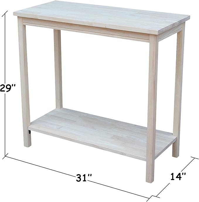 IC International Concepts, Portman Accent Table , Solid Real Wood, Sturdy Parawood, DIY, Paint/Stain Ready, Unfinished