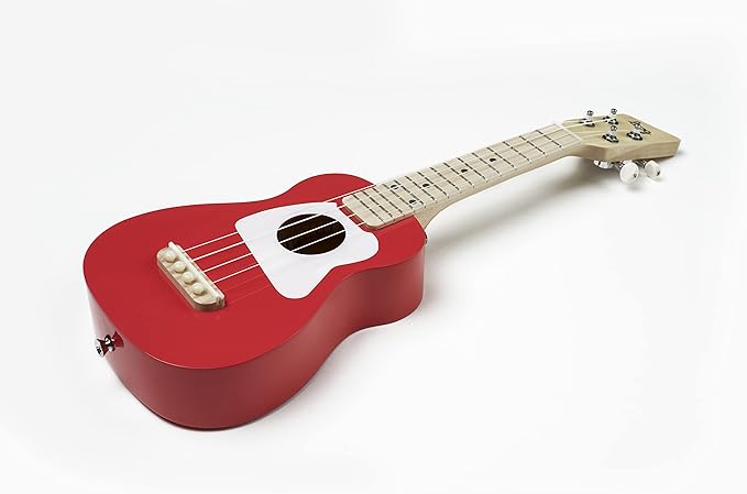Loog Wood Soprano Ukulele for Kids & Beginners, App & Lessons, All Ages (Red)