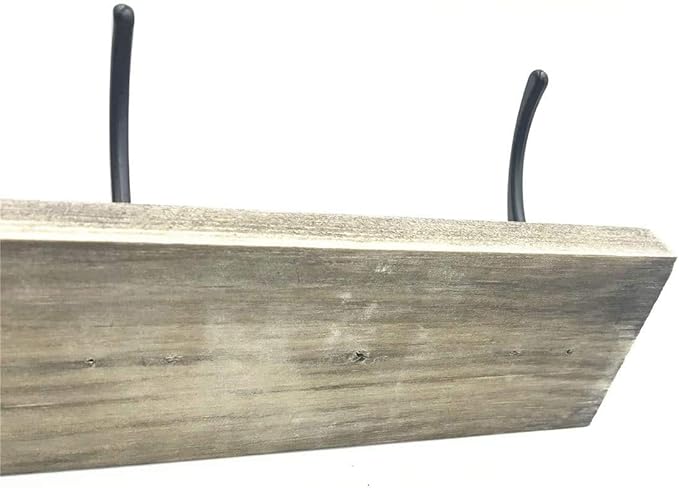 Wall Mounted Coat Rack,Wooden Entryway Vintage Rustic Coat Rack Hat Hanger Rack Zinc die-cast 3-Hook Rail for The Entryway, Bathroom, Bedroom, Kitchen, Mudroom (3 Hooks, Pinewood)