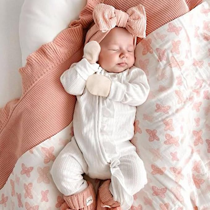 BQUBO 6 Pairs Newborn Baby Boys Girls Mittens 0-6 Months Unisex-Baby Infant Mittens Elastic No Scratch Wrist Gloves
