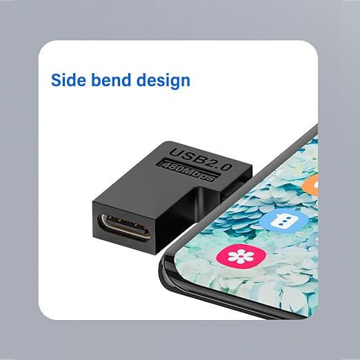 2 PCS USB C to Micro USB Adapter.Type C Female to Micro USB Male Convert Connector.L Shape Left Bend(5V2A) 10W 480Mbps, for Phone MP3 MP4 Digital Camera