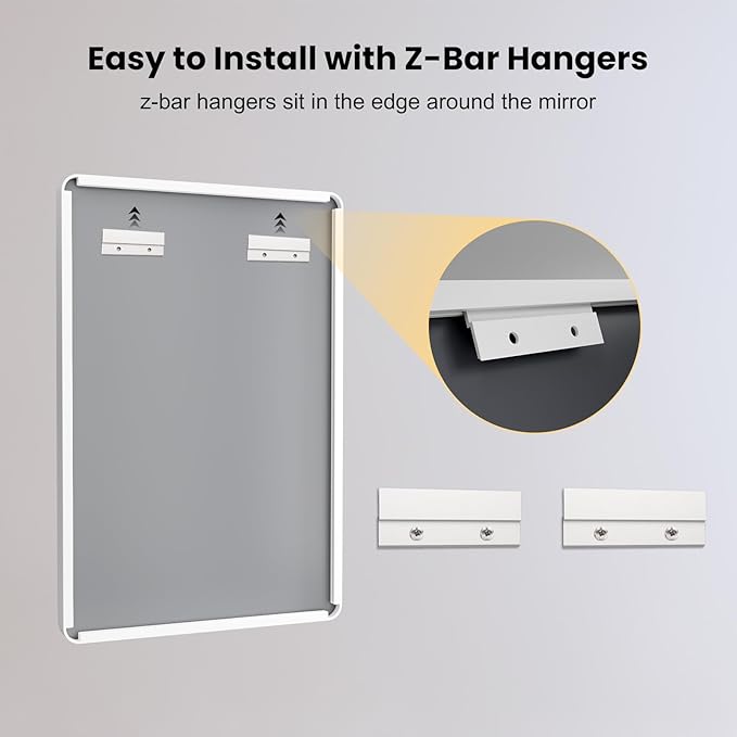 LOAAO 40x32 Inch White Metal Framed Bathroom Mirror for Wall, White Bathroom Vanity Mirror Farmhouse, Large Rounded Rectangle Mirror, Anti-Rust, Tempered Glass, Hangs Horizontally or Vertically