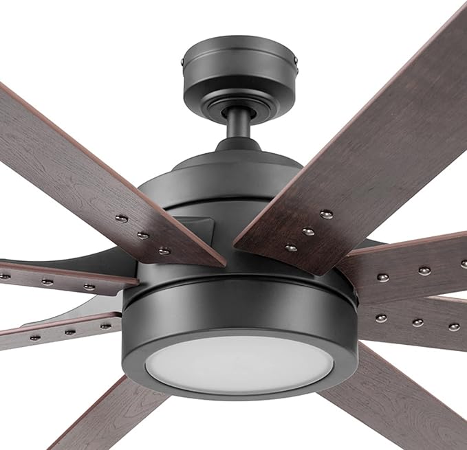 Honeywell Ceiling Fans Xerxes Modern 62 Inch Ceiling Fan with Light, Remote Control Fan, LED Indoor Fan with 8 Blades, Dark Elm and Rough Pine Blade Finish Options, Bronze (50609-01)