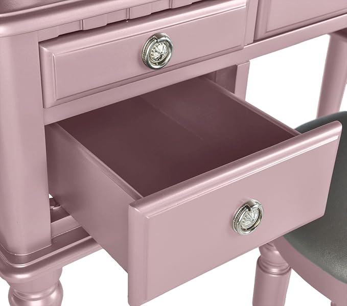 BOBKONA PDEX- Croix Collection Vanity Set With Stool, Rose Gold