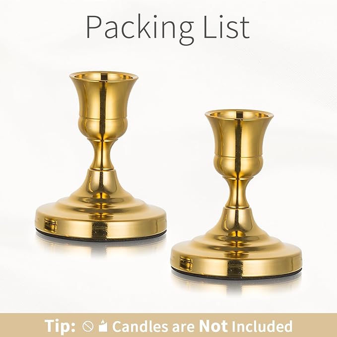 Gold Taper Candle Holders Vintage: Small Candlestick Holders Metal Candle Sticks Holder Decor Antique Decoration for Dinning Table Mantel Wedding Centerpieces Christmas Party Set of 2