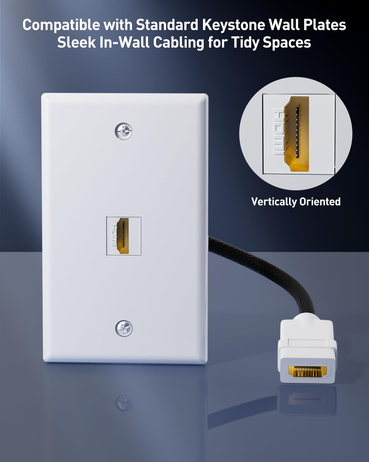 2.1 7.09 8K@60Hz 4K@120Hz, 5 Pack VCELINK HDMI Keystone Jack and Coupler in, Female to Female Pigtail Cable HDMI