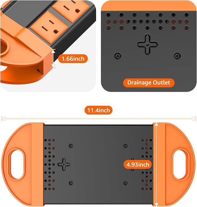 CCCEI Outdoor Power Strip Weatherproof with 8 Plug, Waterproof Extension Cord with Multiple Outlets, Christmas Exterior Garden Yard Surge Protector 25FT, Orange.