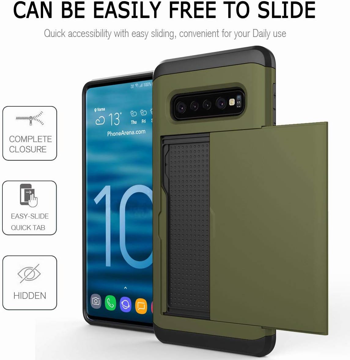 Galaxy S10 Plus Case, Ultra-Thin Shockproof Hard Back Silicone Dual Layer Protective Case with Card Holder
