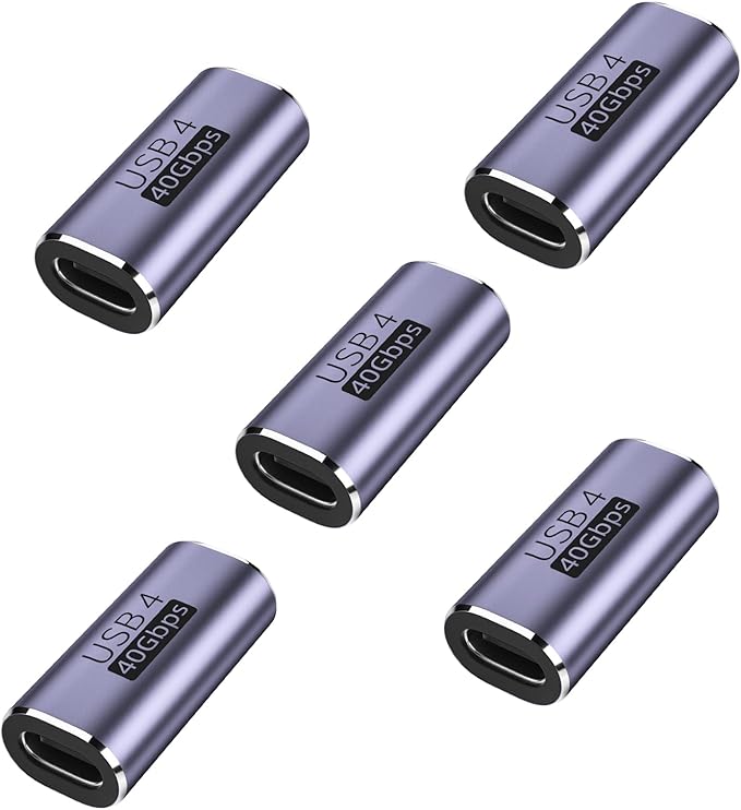 Pastall 5 Pack 240W USB C Coupler,USB C Female to Female Adapter Supports Up to 40Gbps Data Transfer and 240W Fast Charging.Compatible with Thunderbolt 4/3 Supports 8K@60Hz Video.