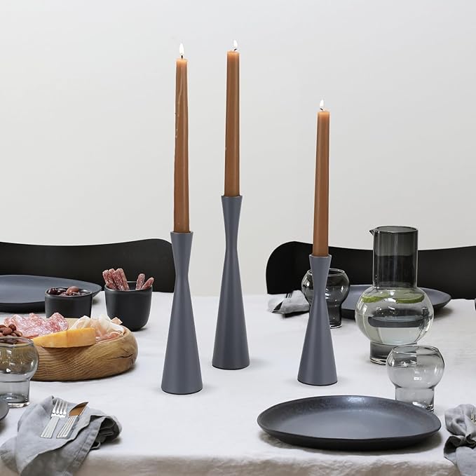 Vixdonos Taper Candle Holders Metal Candlestick Holders Set of 3 Table Mantel Decorative Candle Stand for Dinning,Party，Wedding,Home Decor(Dark Blue)