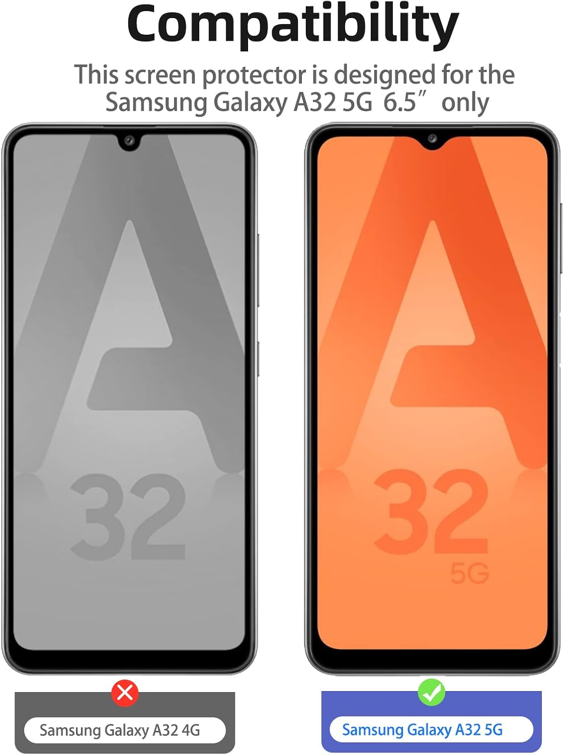 NEW'C 3 Pack Tempered Glass Screen Protector for Samsung Galaxy A32 5G - Case Friendly, Anti-Scratch, Bubble Free,