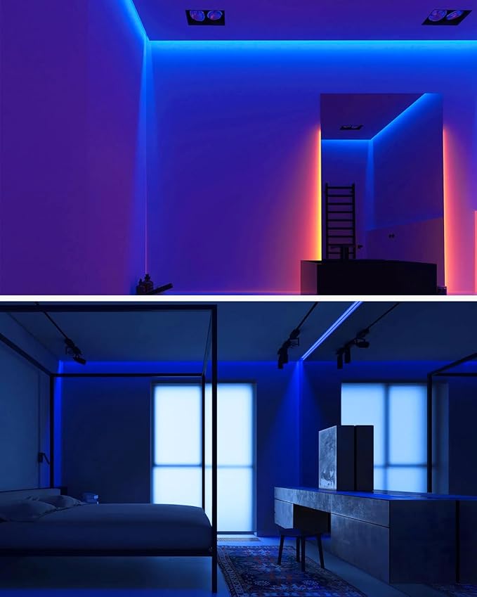 Aclorol 32.8ft Blue Led Strip Lights COB Led Strip Light 24V Flexible LED Tape Light for Bedroom Kitchen Cabinet Closet Other Home Indoor Decor 3200Leds 10M(Power Supply&Dimmer Not Included)