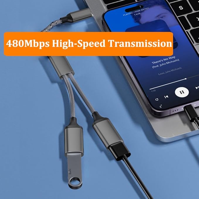 USB Male to Dual USB-C Female Splitter Cable, USB Splitter Y Cable, Dual Double Port Extender Hub, Type-C Adapter, Data & Charger Power, for Smartphone, Laptop, Tablet, PC, Car, Xbox