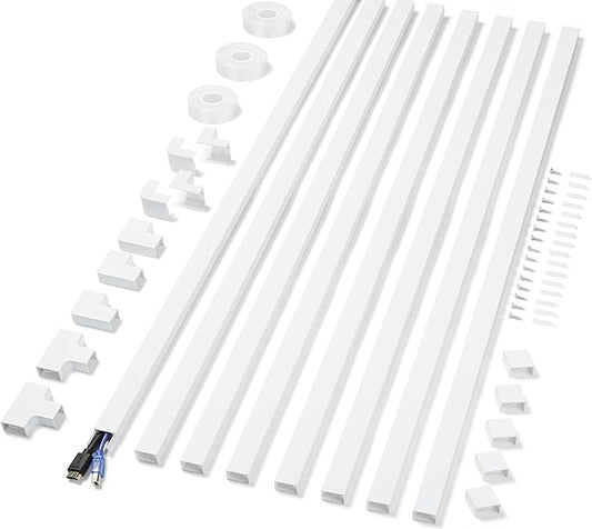 Cord Covers for Wires on Wall Extra-Long, 26.25ft TV Cord Hider Kit, Paintable Cable Management Concealer, TV Wire Hider for Wall, White Cord Raceway Channel, 8 x L39in x W0.95in x H0.55in