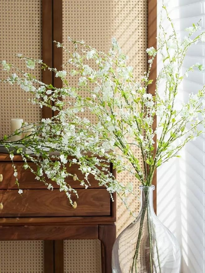 Melorca&Guilla Artificial Plants,4PCS 43.3" Green Snow Wilow Faux Branches for Vase Faux Greenery Stems,Artificial Branches Fake Plants for Shop Garden Office Home Décor