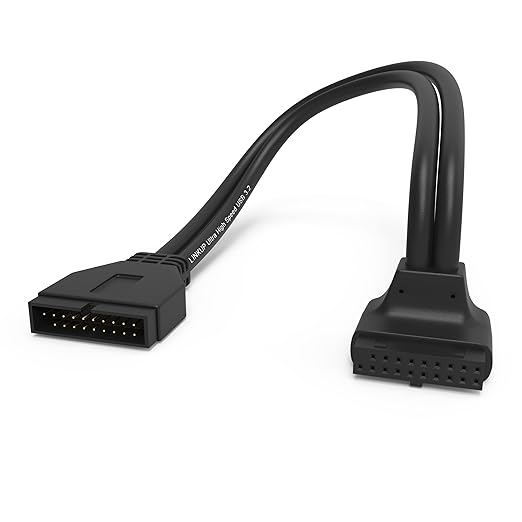 LINKUP - USB 3.2 Gen 2 (USB 3.1) Internal Adapter 20-Pin Motherboard Header Male to Female 10Gbps for PC USB-A Ports - Inward Type - Black 24cm