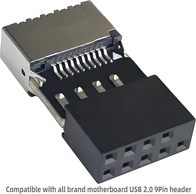 USB 2.0 to USB 3.2 Gen 1 Header Adapter Front Panel Connector Motherboard 9Pin to Type-E/USB C