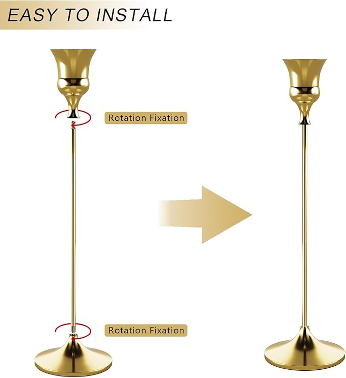 Candlestick Holders Gold, 9 Packs Taper Candle Holder for Candlesticks, Candle Sticks Holder Decor for Home Decor