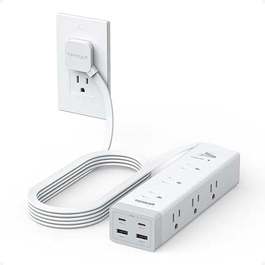 TESSAN Surge Protector Power Strip PD 20W, 10 FT Extension Cord with Multiple Outlets Flat Plug, 4 USB (2 USB C) and 9 AC Outlets, Multi Port Charging Station for Home Office Dorm Room Essentials