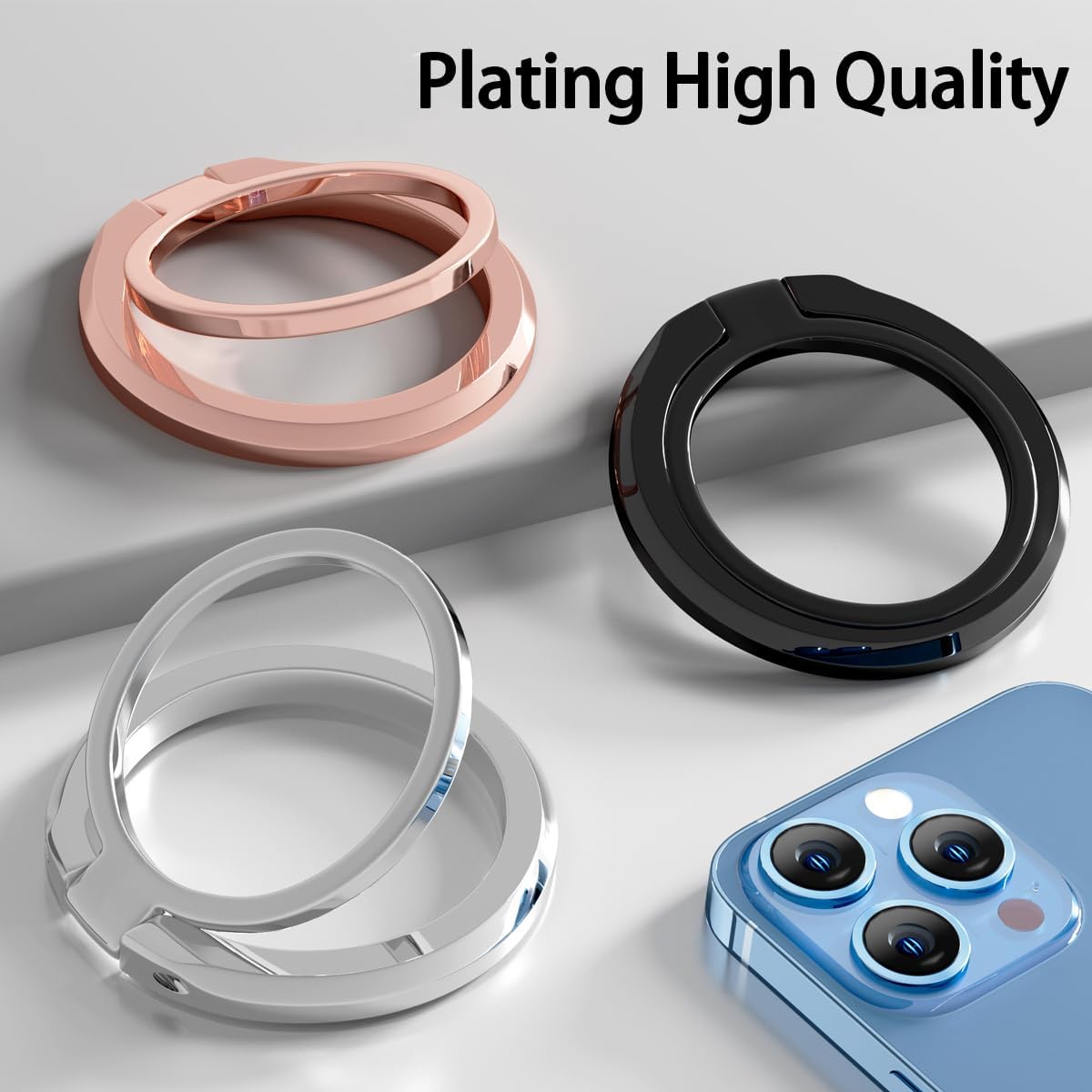 Magnetic Cell Phone Ring for MagSafe, Adjustable Kickstand Phone Grip for iPhone 14/13/12 (Plus, Pro Max)