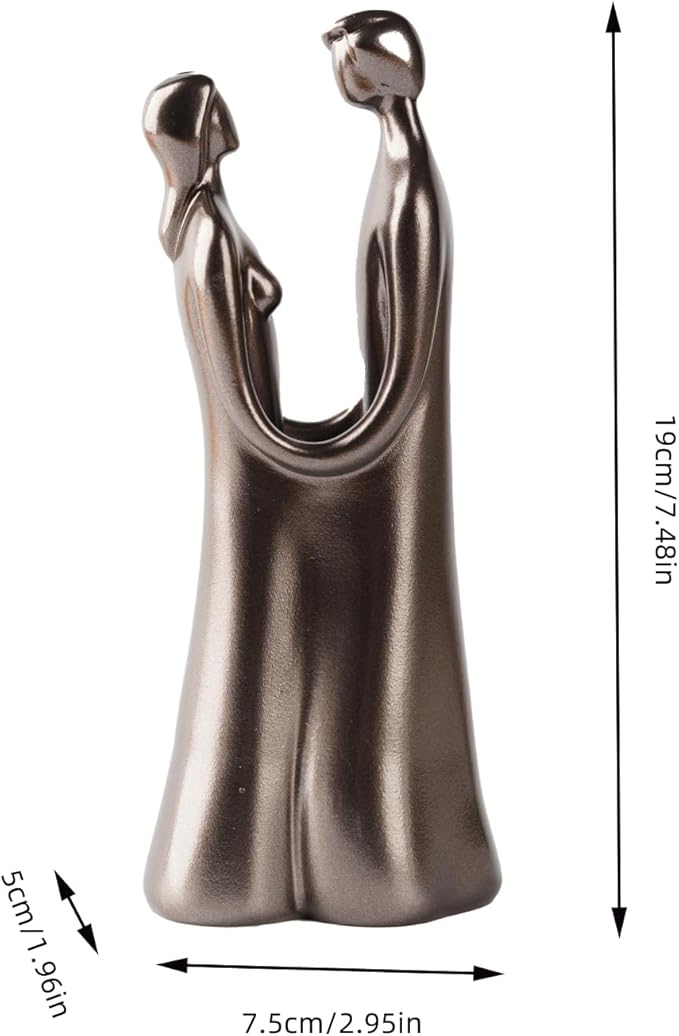 Couple Statue, Romantic Embrace Figurine - Elegant Home Decor for Living Room, Office Desk - Unique Anniversary & Valentine's Day Gift Idea for Her/Him, Wife/Husband - Resin with Premium Finish, 7.48"
