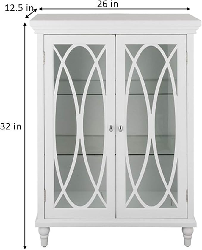 Teamson Home Florence 26 in. x 32 in. 2-Door Freestanding Wooden Floor Cabinet with Adjustable Shelves for Storage Solutions in Bathrooms, Kitchens, Laundry Rooms, Home Offices, White