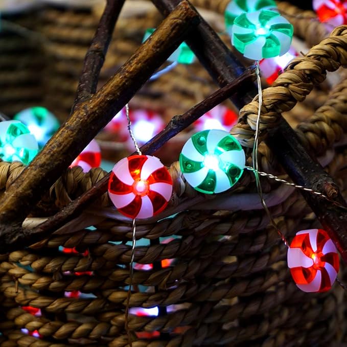 BOHON Candy Decorative Lights LED String Lights Battery Operated 10ft 30LEDs Fairy Lights with Remote Sweet String Lights for Bedroom Thanksgiving Indoor Halloween Christmas Tree Decor (Multicolor)