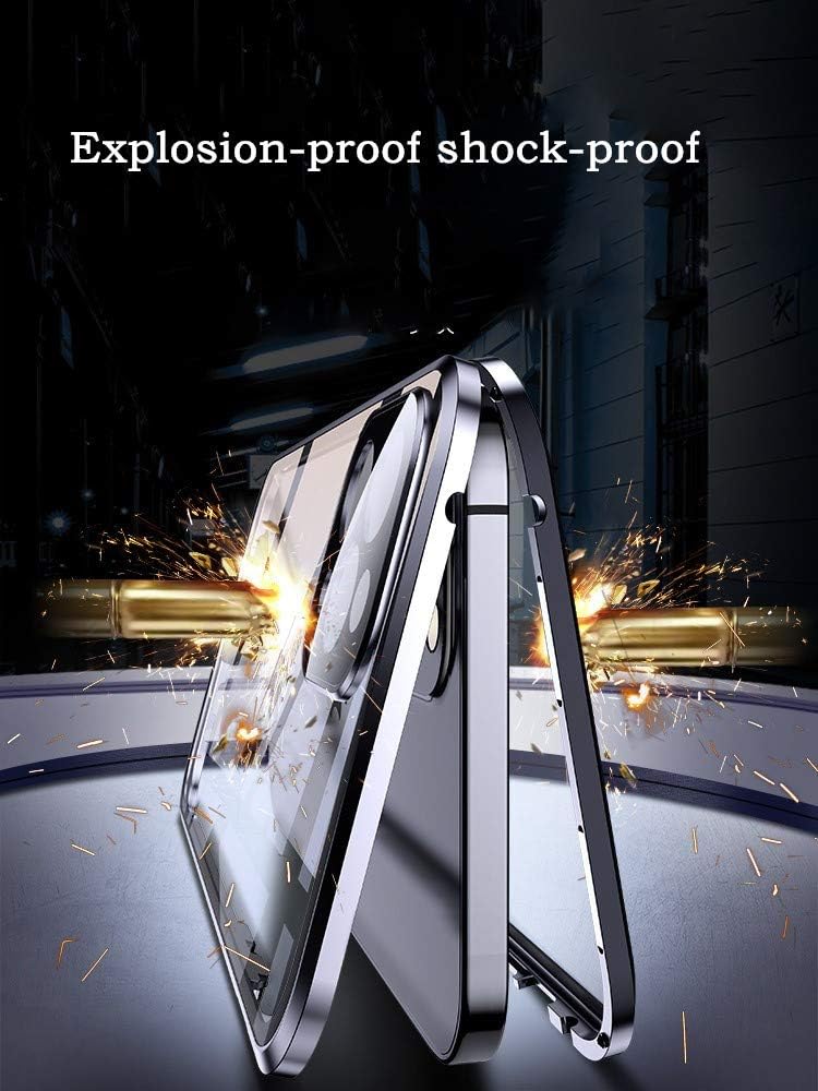 iPhone 12 Pro Max Case with Safety Lock & Strong Magnetic Adsorption, Camera Lens Protector, 360 Full Body Protection