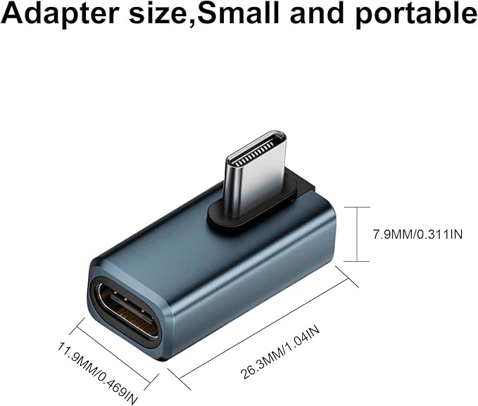 Poyiccot 2-Pack Right Angle USB C Adapter, 80Gbps/240W PD/8K@60Hz, USB C Right Angle Adapter 90 Degree Type C Extender Support Thunderbolt 5/4 for iPhone 15, MacBook, Steam Deck, Switch